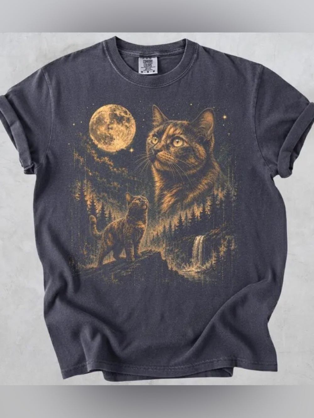 Tortoiseshell Cat Moon Retro 90s Animal Lover Comfort Colors T-shirt for Cat Mom